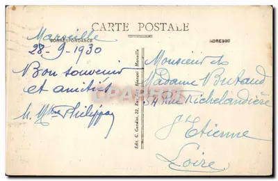 Marseille - La Corniche — widok wybrzeża i portu — wydawca Mireille, n° 92 — Rewers