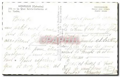 Honfleur (Calvados) — O Cais de Santa Catarina e os Yates — Cliché B. MUTOt, T. 204 — Verso