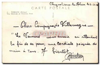 Romans-sur-Isère — Vista Geral e Novo Ponte — Editor Maccon, n°46 — Verso