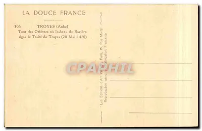 Troyes — Wieża Orfebrów — wydawca: Les Éditions d'Art Yvon, Paryż — Rewers
