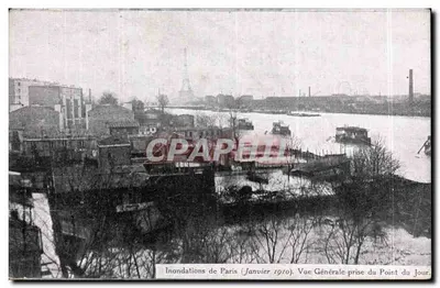 Inundações de Paris — Janeiro 1910 — Vista Geral tirada do Point du Jour