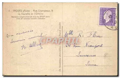 TROYES (Aube) - Rue Champeaux, 9 — La Tourelle de l'Orfèvre — Ch. Granddider, photo-éditeur, Troyes — Verso