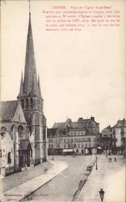 Troyes - Place de l'Église Saint-Remi — Église Saint-Remi, éditeur Ch. Granddidier, Troyes