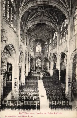 Troyes (Aube) - Intérieur de l'Église St-Nicolas — Ch. Granddidier, phot.-éditeur, Troyes