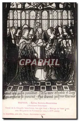 Vitrail de la Chapelle Saint-Louis — Mariage de Saint Louis avec Marguerite de Provence — Église Sainte-Madeleine, Troyes