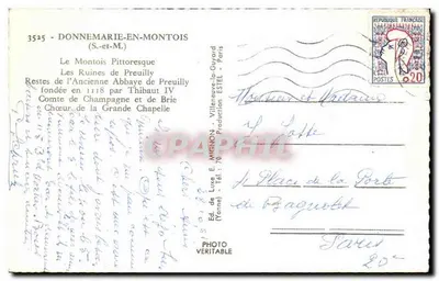 As Ruínas da Antiga Abadia de Preuilly — Donnemarie-en-Montois — Ed. Luce E. Mignon — Verso