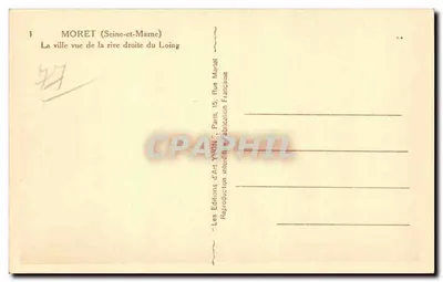 Moret (Seine-et-Marne) — La città vista dalla riva destra del Loing — Les Éditions d'Art Yvon, Parigi — Verso