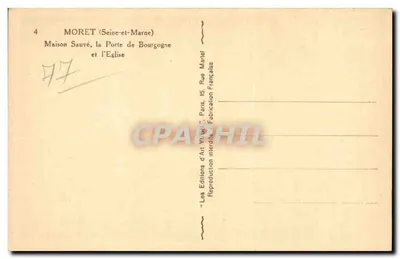 Moret (Seine-et-Marne) — Casa Sauvé, a Porta da Borgonha e a Igreja — Les Éditions d'Art Yvon — Verso
