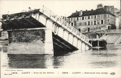 Lagny — Ponte de ferro destruída — Photo-Press, Agencey, 16ª Série