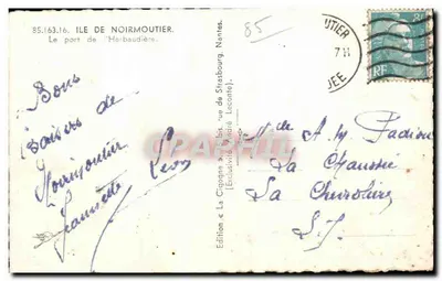 Port Herbaudière — Wyspa Noirmoutier — Wydawnictwo « La Cigogne » — Rewers