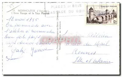 L'Anse Rouge i Wieża Plantier — Noirmoutier (Vendée) — Wyd. Jehly-Poupin-Montagne-sur-Bromure — Rewers