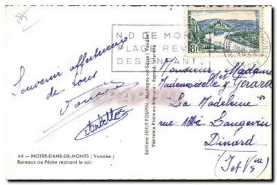 Barcos de Pesca regresando por la noche — Notre-Dame-de-Monts (Vendée) — Ediciones JEHLY-POUPIN — Reverso