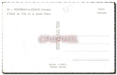 Fontenay-le-Comte (Vendée) — A Prefeitura e o Jardim Público — Edições Gaby, Nantes — Verso