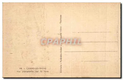 Cambo-les-Bains — Widok z góry na rzekę Nive — Wydawnictwo Océan, Toulouse — Rewers