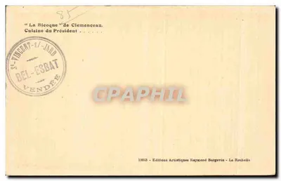 A Bicoque de Clemenceau — Cozinha do Presidente — Éditions Artistiques Raymond Bergevin — Verso