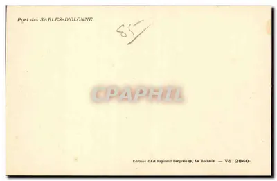 Port w Sables-d'Olonne — widok portu z wieloma jednostkami żaglowymi — Wydawnictwo Sztuki Raymond Bergevin, La Rochelle — Rewers