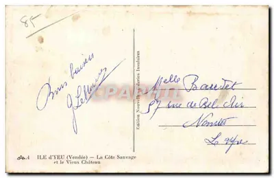 Ilha de Yeu (Vendée) — A Costa Selvagem e o Velho Castelo — Edição Novas Terras Insulares — Verso