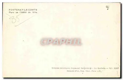 Fontenay-le-Comte — Parque do Hotel de Ville — Éditions Artistiques Raymond Bergevin — Verso