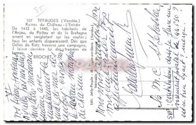 Ruínas do Castelo-L'Enfrée — Tiffauges (Vendée) — JELY — n°107 — Verso
