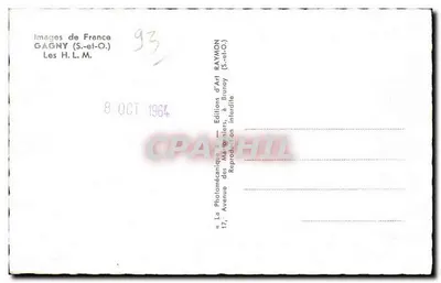 Półnowoczesna pocztówka Gagny HLM 1964 — Rewers