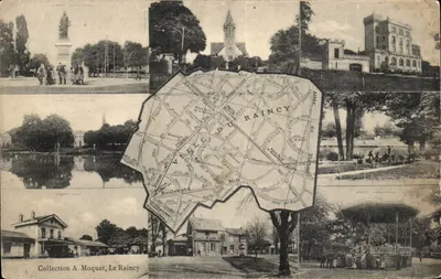 Le Raincy — vista panorâmica com mapa da cidade — Coleção A. Moquet