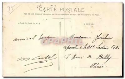 Stara pocztówka Pontoise Rue Thiers (la montee) — Rewers
