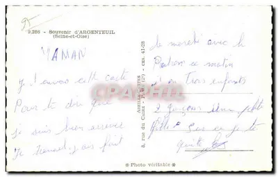Argenteuil — vista panorâmica — Anjille Cartes, n° 9.286 — Verso