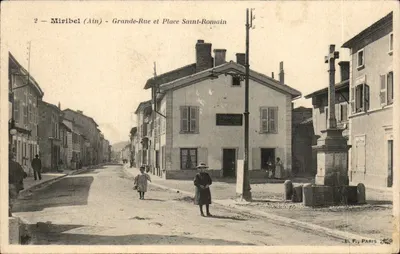 Miribel (Ain) - Grande-Rue et Place Saint-Romain — E. F., Paris