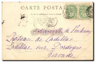 Zamek w Bourdeilles (Dordogne) — widok zamku i mostu — Librairie O. Domièse, Périgueux — Rewers