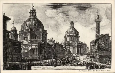 Igreja das Duas-Igrejas e coluna de Trajan — Roma — A. Vincent, 4 Rue des Beaux-Arts — Paris