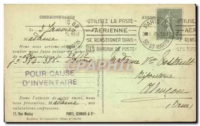 Paris - O Grande Palácio — editor L'Abelle, n° 66 — Verso