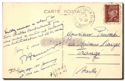 Stara pocztówka Rouen Dzielnica stacji (prawa strona rzeki) — Rewers