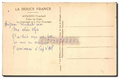 Avignon — Palacio de los Papas y Torre de la Campaña — Les Éditions d'Art Yvon, París — Reverso