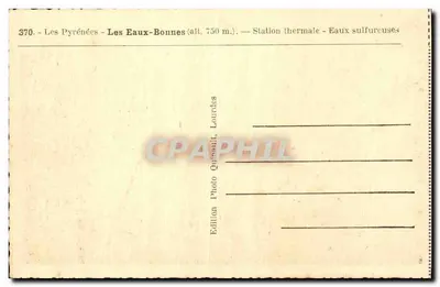 Les Eaux-Bonnes — Stacja wodna — Wody siarczkowe — Édition Photo Quinault, Lourdes — Rewers