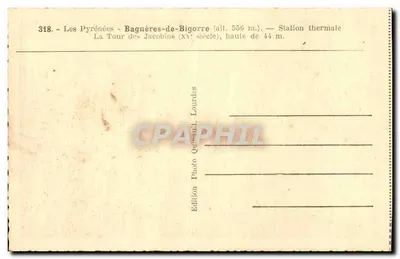 Bagnères-de-Bigorre — De Tour des Jacobins — Uitgever Quinaull, Lourdes, n° 318 — Achterkant