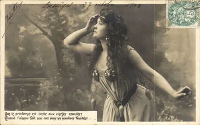 Mulher em traje oriental — poema sobre a primavera — M.A. — Bessières, 27 de outubro de 1903