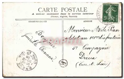 Place de la République — widok synagogy i tramwaju — wydane przez Spółkę Karty Pocztowe w Paryżu — Rewers