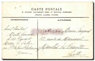 Saint-Maurice-Thizouaille — Wewnętrzny widok kościoła (zburany w 1906) — kolekcja L. D. w Sens — Rewers