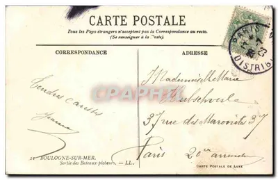 Salida de los Pescadores — Boulogne-sur-Mer — Tarjeta Postal de Lujo — Reverso