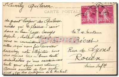 Quiberon (Morbihan) - Villa Rodel en Panorama van de Kust — Collectie L. Lannelouque, Oudibaren — Achterkant