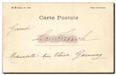 Der Ehemann und Der Freund — Paar-Szene — Papier Guilleminot, Serie Nr. 744 — Rückseite