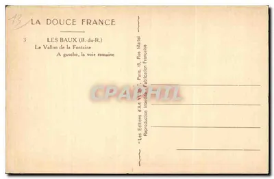 Les Baux (B. du-R.) — Het dal van de Fontaine, de Romeinse weg — Les Éditions d'Art VYGN, Parijs — Achterkant