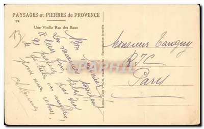 Una Vieja Calle de Baux — Paisajes y Piedras de Provenza — Edición de Arte YVON, Neath — Reverso