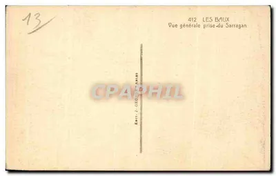 Les Baux — Vista general tomada desde el Sarragan — Ed. J. George, Angles — Reverso