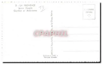 Jovem Casal Gardian e Arlésienne — A Provência — Edições Gaby — Verso