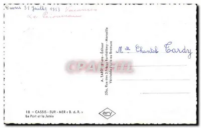 Cassis — Port i nabrzeże — A. TARDY — Wydawca, 18 — Cassis-sur-Mer « B.d.R. » — Rewers