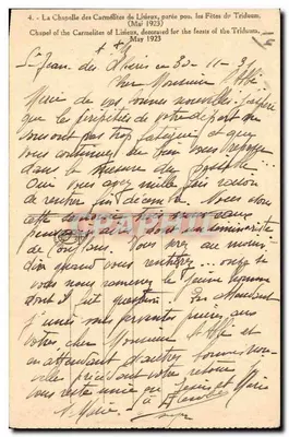 Kaplica Karмелitów w Lisieux — ozdobiona na Fiesty Triduum — maj 1923 — Rewers