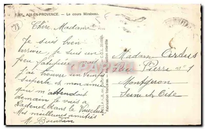 Aix-en-Provence — O curso Mirabeau — Rella — Verso