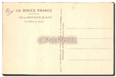 Aix-en-Provence — Pałac Sądowy — Wydawnictwo Art YVON, Paryż — Rewers