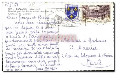 Espalion — Dominado pelas orgulhosas ruínas feudais do Castelo de Calmont — Edições ARGRA — Verso